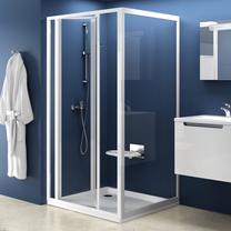 Dušo sienelė Ravak SuperNOVA SDZ3-90, 90 cm x 185 cm x 90 cm, balta sp./grūdintas