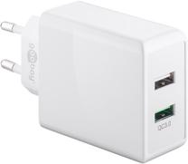Telefona lādētājs Goobay 44957, 2 x USB, balta krās., 28 W