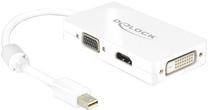 Centrmezgli Delock Mini Display port male, VGA / HDMI / DVI female, 0.15 m, balta krās.