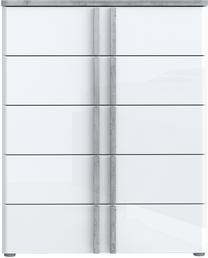 Komoda Forte Buganvilla BGVK212-M765, balta sp./pilka sp., 100 cm x 80.4 cm x 42.4 cm