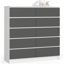 Komoda Akord K120, balta sp./pilka sp., 121 cm x 120 cm x 40 cm