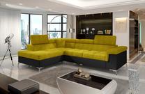 Kampinė sofa Eridano Omega 68, Soft 11, juoda sp./geltona sp., kairinė, 202 x 275 cm x 90 cm