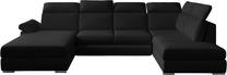 Kampinė sofa Evanell Sawana 14, juoda sp., kairinė, 216 x 330 cm x 102 cm