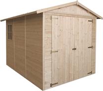 Medinis garažas Timbela M105, 320 cm x 244 cm x 222 cm, rusva sp.