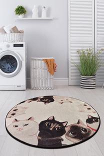 Vonios grindų kilimėlis Foutastic Angry Cats 351ALS1040, įvairių spalvų, 90 cm x 90 cm, Ø 90 cm