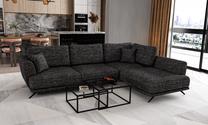Kampinė sofa Larde Marte 10, juoda sp., dešininė, 191 x 276 cm x 90 cm