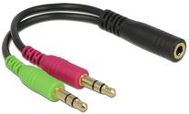 Адаптер Delock Jack 3.5mm - Jack 3.5mm x2 3.5 mm stereo female, 3.5 mm stereo male x2, 0.12 м, красный цв.