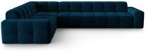 Kampinė sofa Micadoni Home Kendal Velvet 6 Seats, tamsiai mėlyna sp., kairinė, 332 x 231 cm x 79 cm