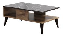 Kavos staliukas Kalune Design Lidya, juoda sp./riešuto sp., 90 cm x 54 cm x 39.6 cm