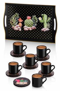 Kafijas / tējas servīze Hermia Coffee Cup Set 196RWE2510, plastmasa/keramika/koks, melna krās./daudzkrāsaina, 13 gab.