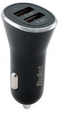 Automobilinis įkroviklis Bullet, 2 x USB, juoda sp., 24 W