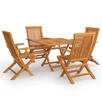 Āra mēbeļu komplekts VLX 5 Piece Solid Teak Wood, brūns krās., 4 sēdvietas