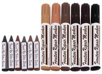 Marķieris, skrāpējumu labošanai uz koka mēbelēm Touch-Up Set, 12 gab., daudzkrāsaina