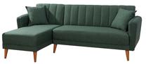 Stūra dīvāns-gulta Kalune Design Aqua Kose 867UNQ1405, tumši zaļa krās., kreisais, 225 x 150 cm x 85 cm