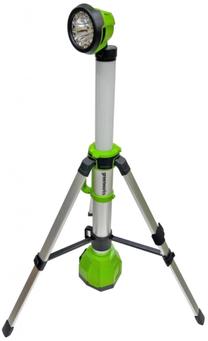 Statybinis prožektorius su stovu, nešiojamas Greenworks G24SL, 18 W, 300 - 2200 lm, IP20, juoda sp./žalia sp./chromo sp.