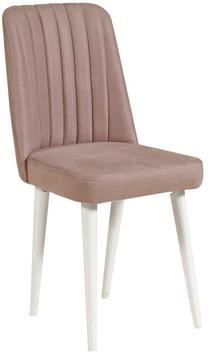 Valgomojo kėdė Kalune Design Vina 869VEL5180, balta sp./šviesiai rožinė sp., 46 cm x 46 cm x 85 cm