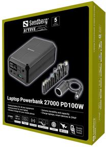 Lādētājs-akumulators (Power bank) Sandberg 421-13, 27000 mAh, melns krās.