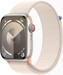 Viedais pulkstenis Apple Watch Series 9 GPS + Cellular 45mm Starlight Aluminium Starlight Sport Loop, bēša krās.
