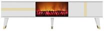 TV galds Kalune Design Vania, zelta krās./balta krās., 150 cm x 29.6 cm x 50 cm