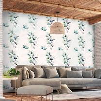 Fototapete Artgeist Mint Green Nature - Solid Floral Pattern With Green Leaves, 175 cm x 250 cm