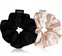 Matu gumija Glov Satin Scrunchies M, melns krās./šampanieša krās., 2 gab.
