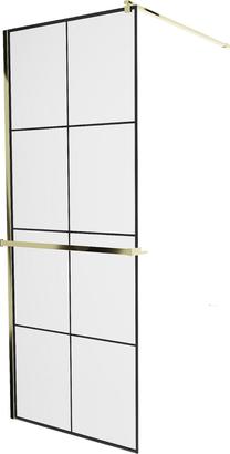 Dušo sienelė Mexen Kioto+ Walk-In, 70 cm x 200 cm, aukso sp./juoda sp./grūdintas