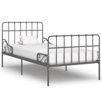 Lova viengulė VLX Metal, 90 x 200 cm, pilka sp., be čiužinio, su grotelėmis
