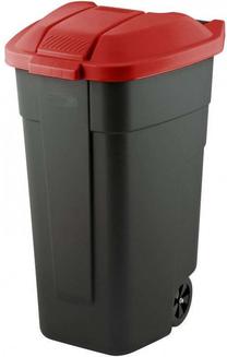 Šiukšliadėžė Curver 214126, juoda sp./raudona sp., 110 l, 88 cm x 52 cm