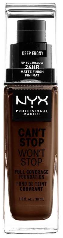 Skystas makiažo pagrindas NYX Professional Makeup Can't Stop Won't Stop, tamsiai ruda sp., cswsf25 deep ebony, 30 ml