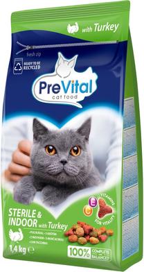 Sausas kačių maistas PreVital Sterile Turkey, kalakutiena/grūdai, 1.4 kg