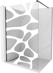 Dušo sienelė Mexen Kioto Walk-in, 130 cm x 200 cm, balta sp./juoda sp./grūdintas