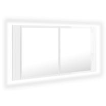 Pakabinama vonios spintelė su veidrodžiu VLX High Gloss, balta sp., 12 cm x 90 cm x 45 cm