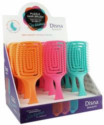 Matu birste Puzzle Hair Brush Desenredante Expositor, oranža krās./rozā krās./gaiši zila krās., 12 gab.