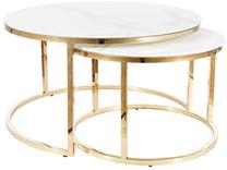 Kavos staliukas Loft With Marble Effect, aukso sp./balta sp., 80 cm x 80 cm x 45 cm