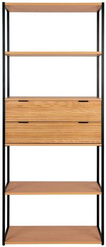 Knygų lentyna House Nordic Minato, juoda sp./medžio sp., 200 cm x 84.5 cm x 35 cm