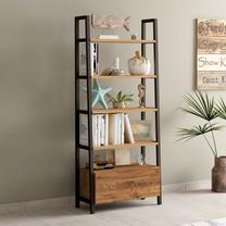 Pastatoma lentyna Kalune Design Nero 570VLT1116, juoda sp./riešuto sp., 150 cm x 60 cm x 30 cm