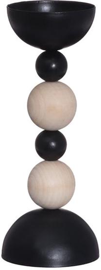 Žvakidė 4Living Pallo, mediena/metalas, 20.8 cm, juoda sp./smėlio sp.