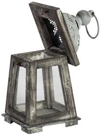 Žvakidė Home4you, stiklas/mediena/metalas, 24 cm, pilka sp.