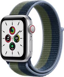 Умные часы Apple Watch SE GPS + Cellular, 40mm Silver Aluminium Case with Abyss Blue/Moss Green Sport Loop, серебристый цв.