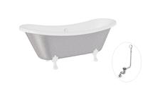 Vonia, laisvai pastatoma Besco Amelia Glam, 190 cm x 77 cm x 69 cm, ovalas, balta sp./sidabro sp.