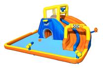 Pripučiama žaidimų aikštelė Bestway Super Speedway Mega Water Park, 551 cm x 502 cm, mėlyna sp./oranžinė sp.