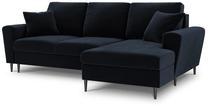 Kampinė sofa Micadoni Home Moghan Velvet 4 Seats, tamsiai mėlyna sp., dešininė, 241 x 145 cm x 88 cm