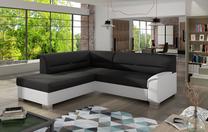 Kampinė sofa Bergen Sawana 14, Soft 17, balta sp./juoda sp., kairinė, 214 x 247 cm x 83 cm
