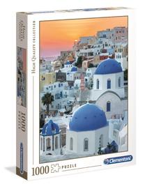 Dėlionė Clementoni Santorini, 70 cm x 50 cm, 1000 vnt., mėlyna sp./balta sp.