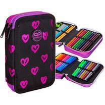 Penālis CoolPack Jumper 2 Elektra Hearts, 19.5 cm x 12.5 cm, melna krās./rozā krās.