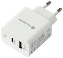 Adapteris Everactive SC-350Q, USB/Europlug/USB-C, balta sp., 18 W