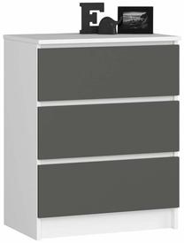 Kummut Akord K60, valge v./hall v., 77 cm x 60 cm x 40 cm