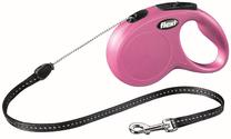 Automatinis pavadėlis Flexi New Classic Cord, rožinė sp., S 8m