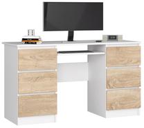 Kirjutuslaud sahtlitega Akord A-11, 135 cm x 50 cm, 77 cm, valge v./pruunikas v.