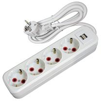 Buitinis ilgintuvas AY-KA 77-402-05, 1.5 mm², 5 m, 4 lizdų, 2USB, balta sp.
